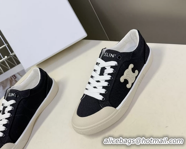 Original Cheap Celine Alan Triomphe Canvas Sneakers 6051108 Navy Blue
