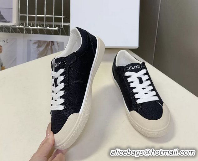 Original Cheap Celine Alan Triomphe Canvas Sneakers 6051108 Navy Blue