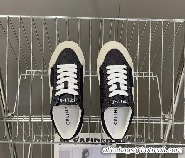 Original Cheap Celine Alan Triomphe Canvas Sneakers 6051108 Navy Blue