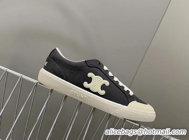 Original Cheap Celine Alan Triomphe Canvas Sneakers 6051108 Navy Blue