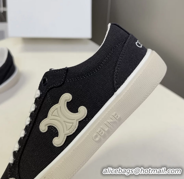Original Cheap Celine Alan Triomphe Canvas Sneakers 6051108 Navy Blue