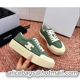 Buy Duplicate Celine Alan Triomphe Canvas Sneakers 6051108 Green