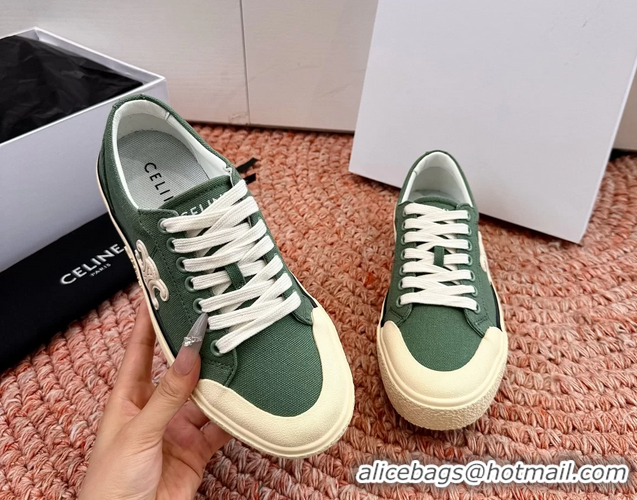 Buy Duplicate Celine Alan Triomphe Canvas Sneakers 6051108 Green