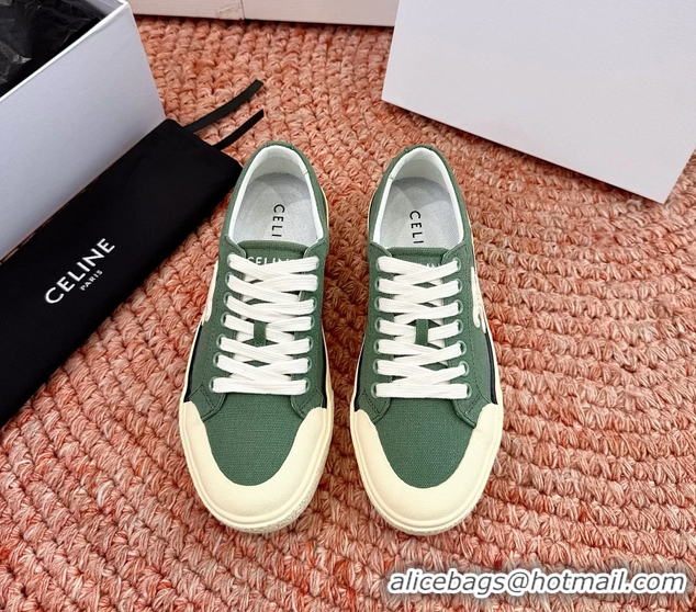 Buy Duplicate Celine Alan Triomphe Canvas Sneakers 6051108 Green