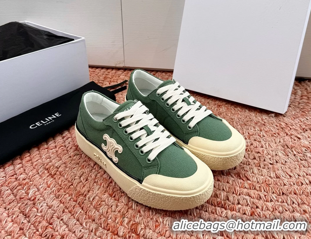 Buy Duplicate Celine Alan Triomphe Canvas Sneakers 6051108 Green