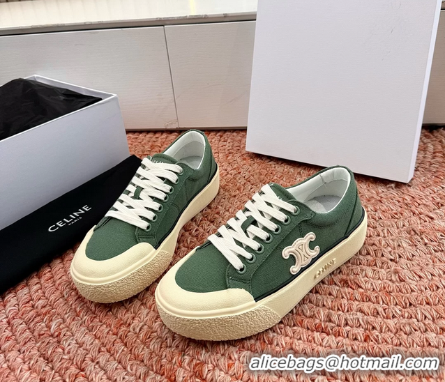 Buy Duplicate Celine Alan Triomphe Canvas Sneakers 6051108 Green