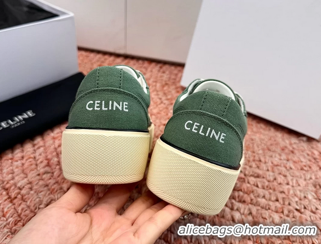 Buy Duplicate Celine Alan Triomphe Canvas Sneakers 6051108 Green