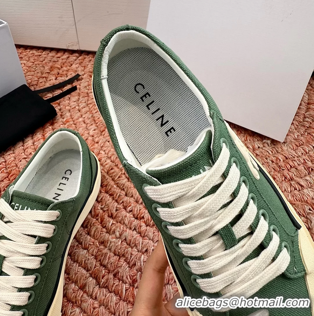 Buy Duplicate Celine Alan Triomphe Canvas Sneakers 6051108 Green