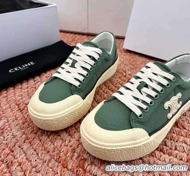 Buy Duplicate Celine Alan Triomphe Canvas Sneakers 6051108 Green
