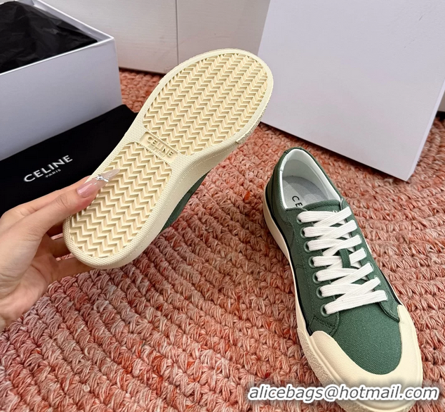 Buy Duplicate Celine Alan Triomphe Canvas Sneakers 6051108 Green