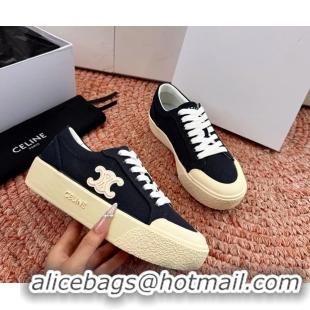Duplicate Celine Alan Triomphe Canvas Sneakers 6051108 Black