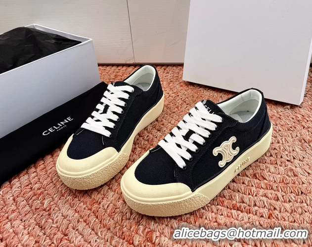 Duplicate Celine Alan Triomphe Canvas Sneakers 6051108 Black