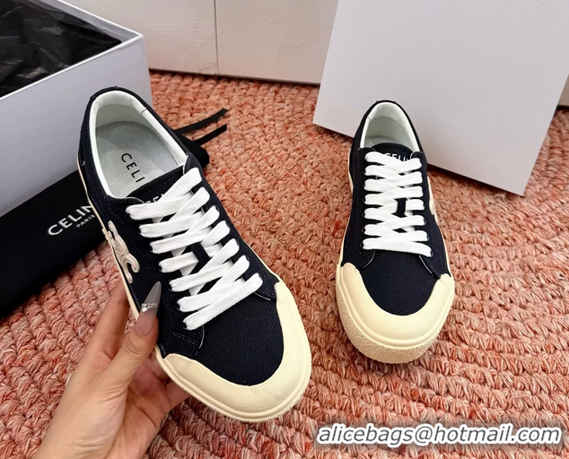 Duplicate Celine Alan Triomphe Canvas Sneakers 6051108 Black