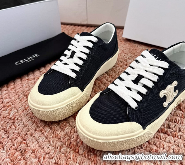 Duplicate Celine Alan Triomphe Canvas Sneakers 6051108 Black