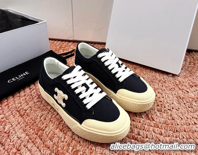 Duplicate Celine Alan Triomphe Canvas Sneakers 6051108 Black