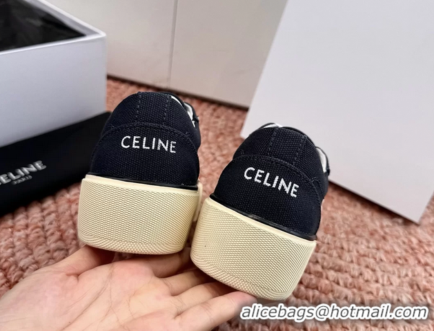 Duplicate Celine Alan Triomphe Canvas Sneakers 6051108 Black