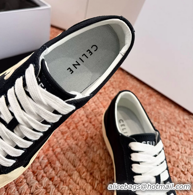 Duplicate Celine Alan Triomphe Canvas Sneakers 6051108 Black