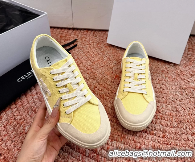 Shop Cheap Celine Alan Triomphe Canvas Sneakers 6051108 Light Yellow