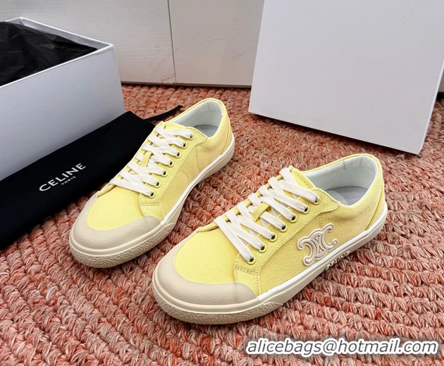 Shop Cheap Celine Alan Triomphe Canvas Sneakers 6051108 Light Yellow