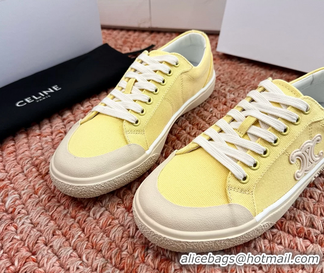 Shop Cheap Celine Alan Triomphe Canvas Sneakers 6051108 Light Yellow