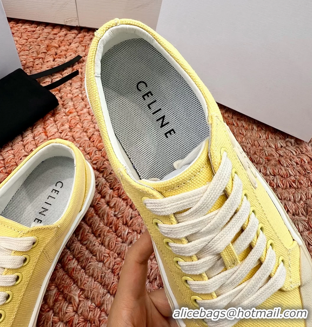 Shop Cheap Celine Alan Triomphe Canvas Sneakers 6051108 Light Yellow