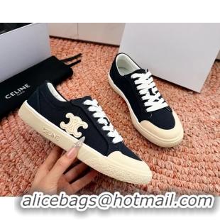 Design Celine Alan Triomphe Canvas Flat Sneakers 6051108 Black