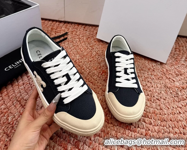 Design Celine Alan Triomphe Canvas Flat Sneakers 6051108 Black