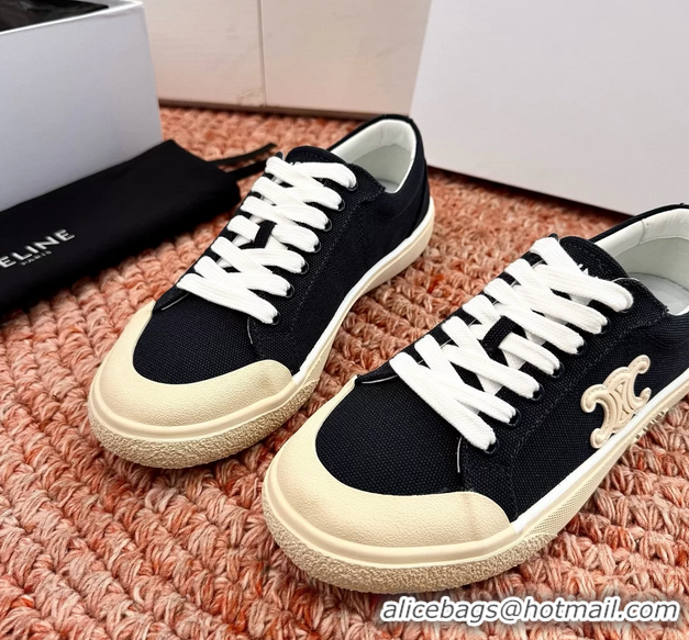 Design Celine Alan Triomphe Canvas Flat Sneakers 6051108 Black