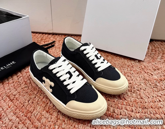 Design Celine Alan Triomphe Canvas Flat Sneakers 6051108 Black