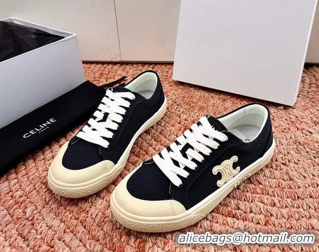 Design Celine Alan Triomphe Canvas Flat Sneakers 6051108 Black