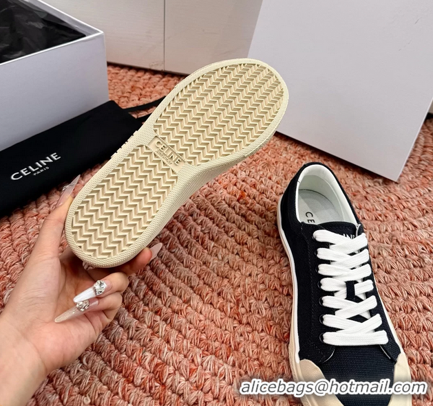 Design Celine Alan Triomphe Canvas Flat Sneakers 6051108 Black