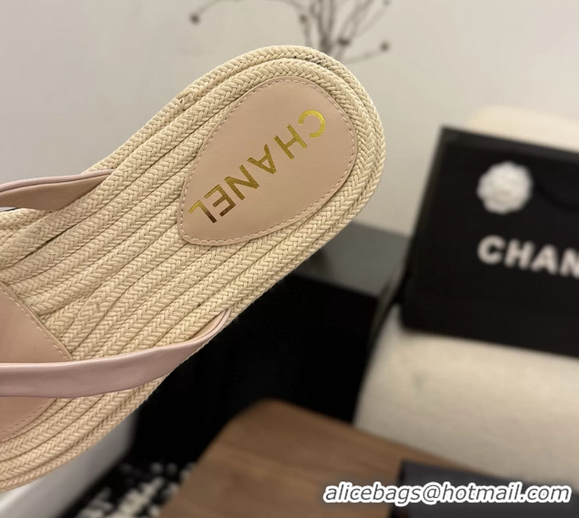 Lowest Price Chanel Leather Camellia Flower Terry Cloth Espadrille Slip Flops Thong Sandals Shoes Pink 6051303