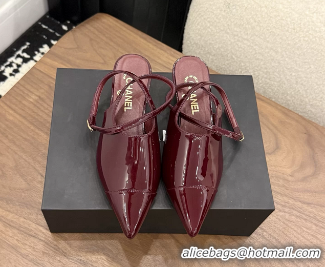 Cheap Price Chanel Heeled Slingbacks Mules Shoes Red Patent Leather 40MM 6051315