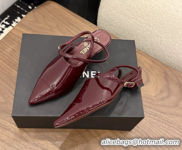 Cheap Price Chanel Heeled Slingbacks Mules Shoes Red Patent Leather 40MM 6051315