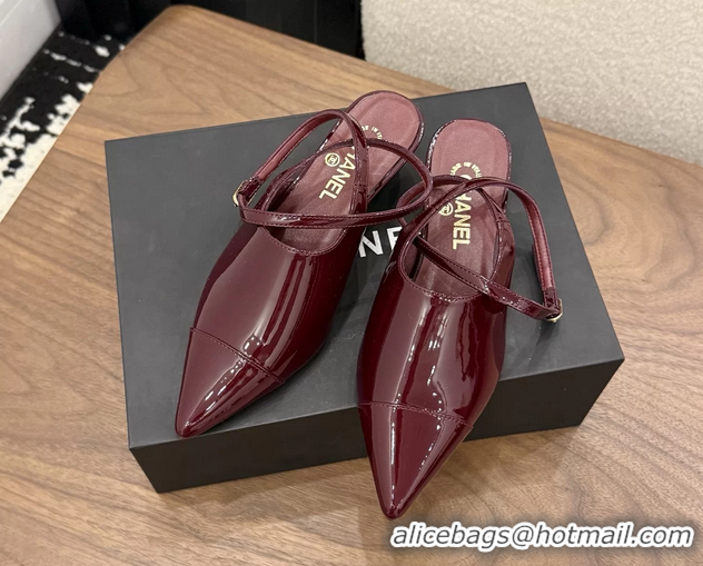 Cheap Price Chanel Heeled Slingbacks Mules Shoes Red Patent Leather 40MM 6051315