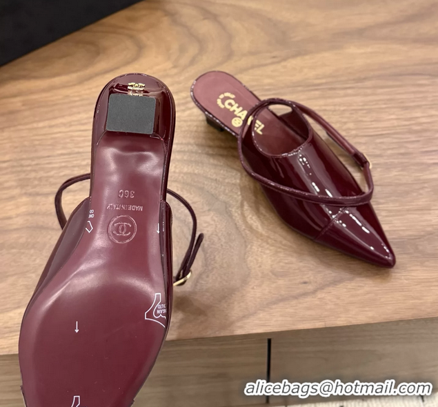 Cheap Price Chanel Heeled Slingbacks Mules Shoes Red Patent Leather 40MM 6051315