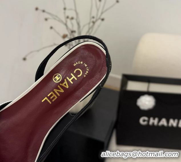 Luxury Chanel Heeled Slingbacks Mules Shoes White Patent Leather 40MM 6051315