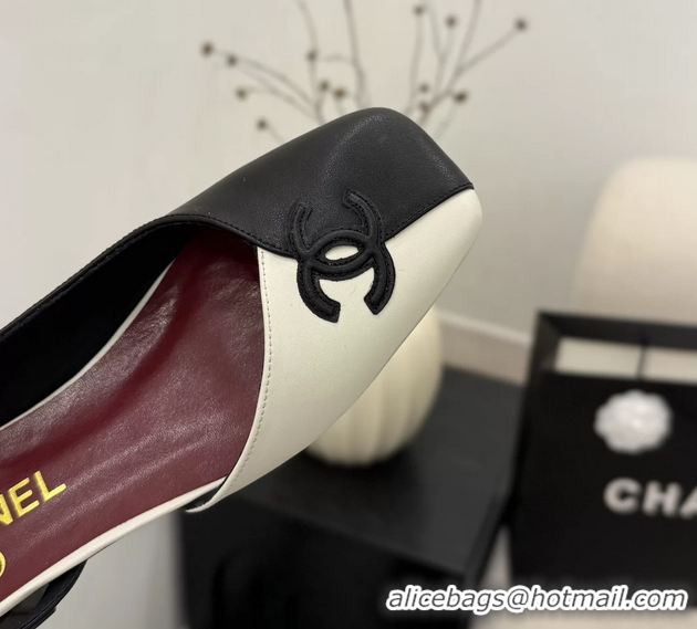 Luxury Chanel Heeled Slingbacks Mules Shoes White Patent Leather 40MM 6051315