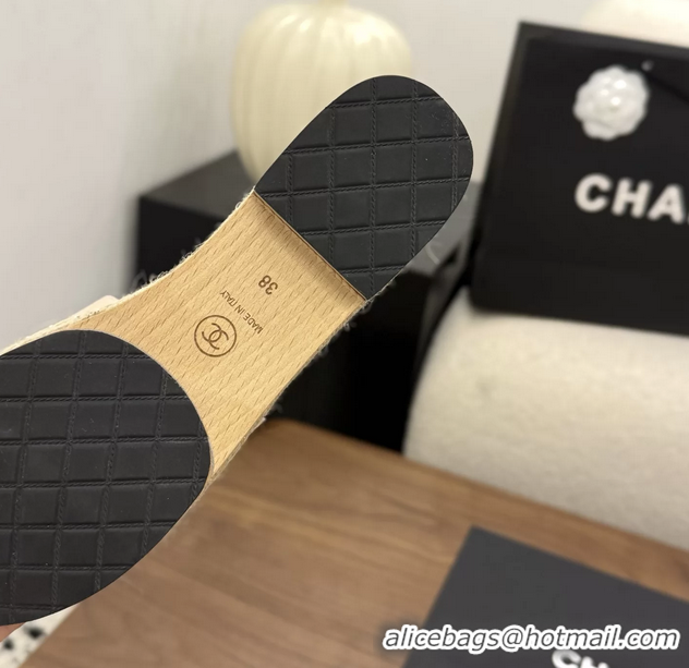 Best Price Chanel Light Pink Camellia Flower Leather Espadrille Platform Slides Sandals 6051321
