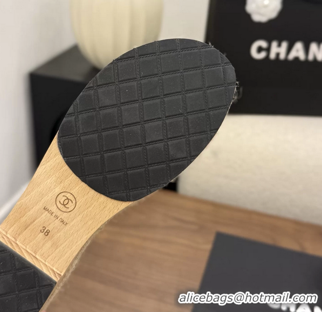 Best Price Chanel Light Pink Camellia Flower Leather Espadrille Platform Slides Sandals 6051321