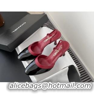Top Quality Chanel Black Red Patent Leather Slingback Pumps 6051401