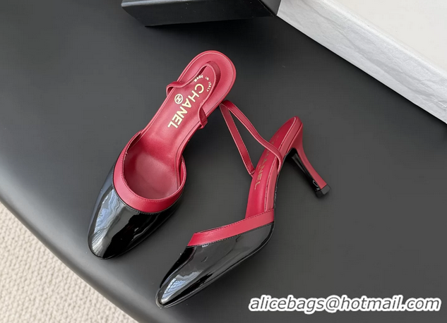 Top Quality Chanel Black Red Patent Leather Slingback Pumps 6051401