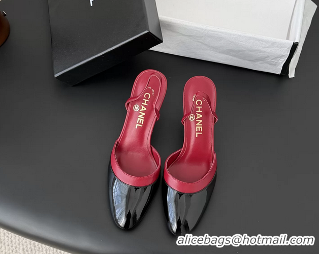 Top Quality Chanel Black Red Patent Leather Slingback Pumps 6051401