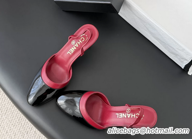 Top Quality Chanel Black Red Patent Leather Slingback Pumps 6051401
