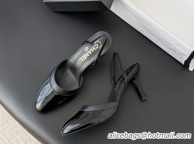 AAAAA Chanel Black Patent Leather Slingback Pumps 6051401