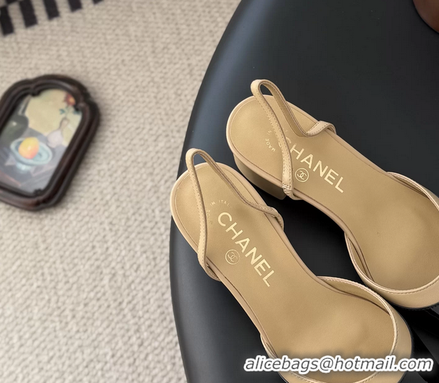 Best Product Chanel Black Beige Patent Leather Slingback Pumps 6051402