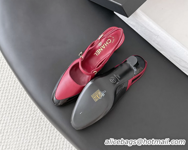 Fashion Chanel CC Logo Black Patent Leather and Red Calfskin High Heeled Mules 6051501