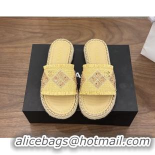 Super Chanel CC Crochet Flat Slides Sandals with Chain Beige 6051603