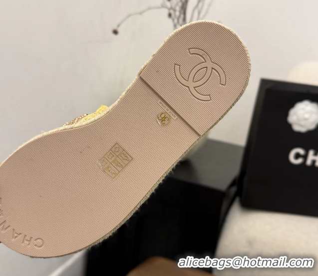 Super Chanel CC Crochet Flat Slides Sandals with Chain Beige 6051603