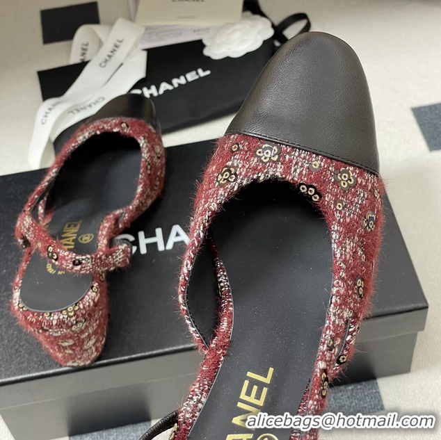 Big Discount Chanel Red Tweed Slingback Pumps 6051605